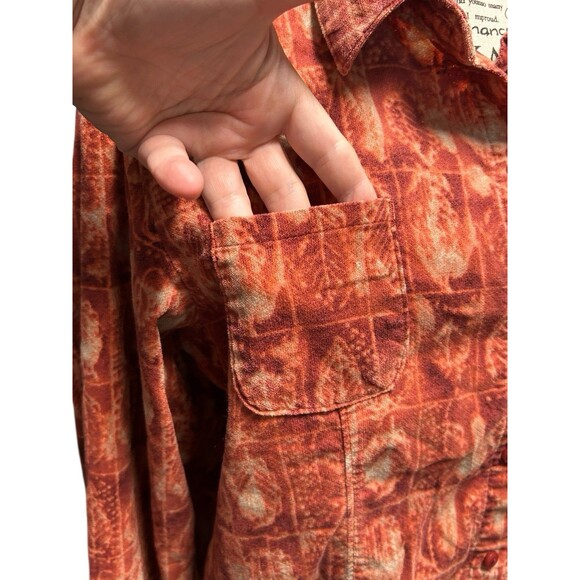 Women’s Autumn Orange WOOLRICH Button Up Shirt, Size L Cozy Fall Fairy Office - Picture 2 of 8